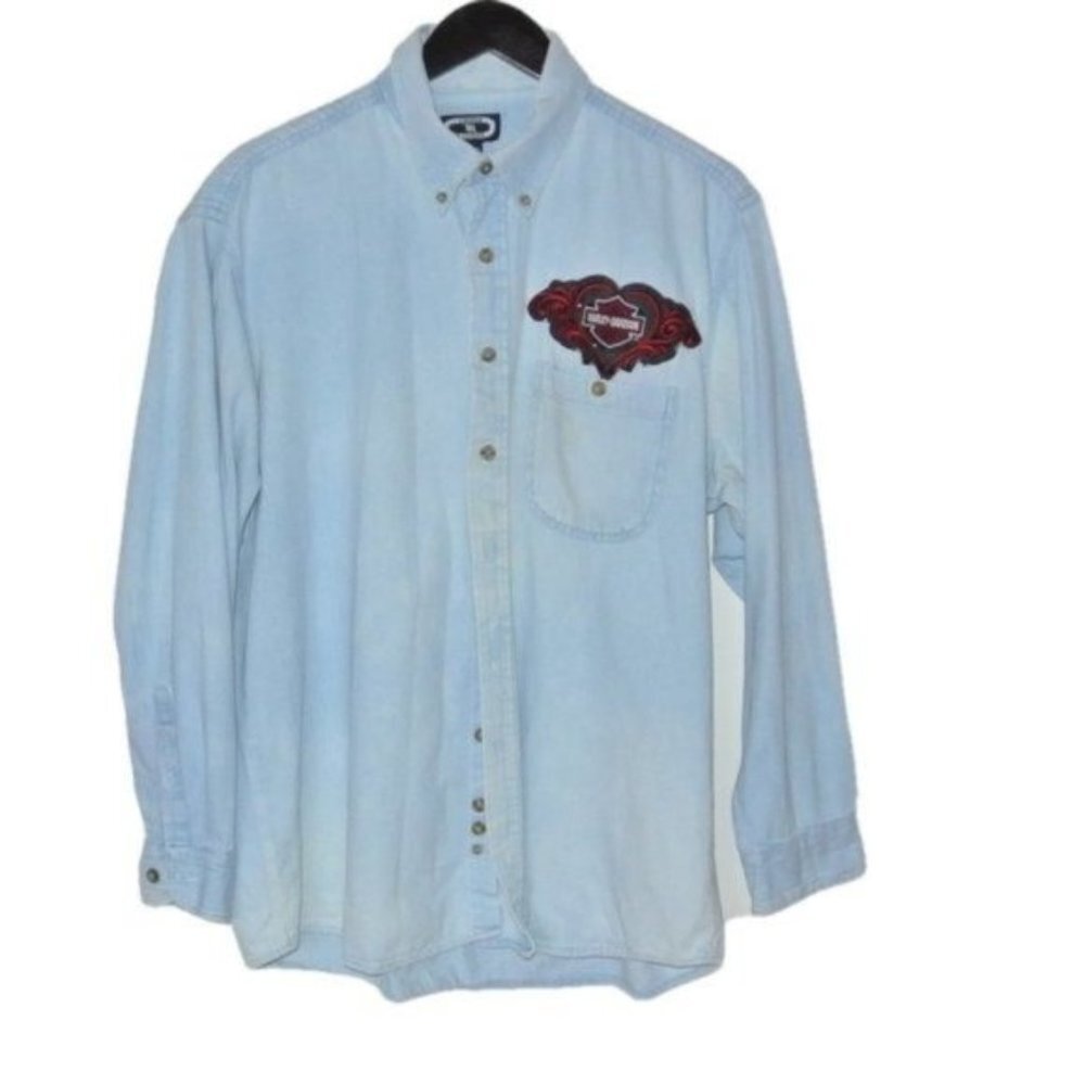 Three Rivers Denim‎ Shirt with Harley Davidson Patc